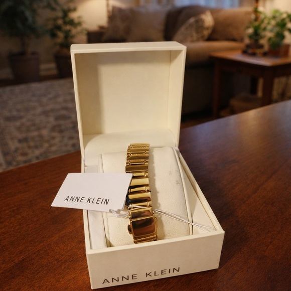 Anne Klein Gold Rectangular Bracelet Watch in Gift Box - Picture 2 of 2